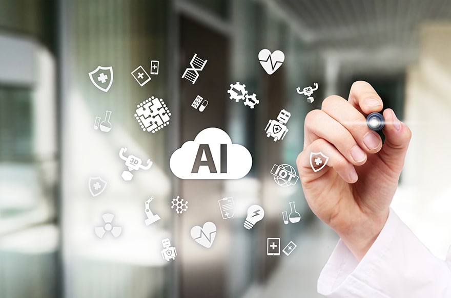 AI, artificial intelligence, in modern medical technology. IOT and automation.
