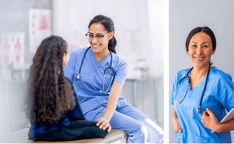 Nurse practitioners working with patients at their independent practice